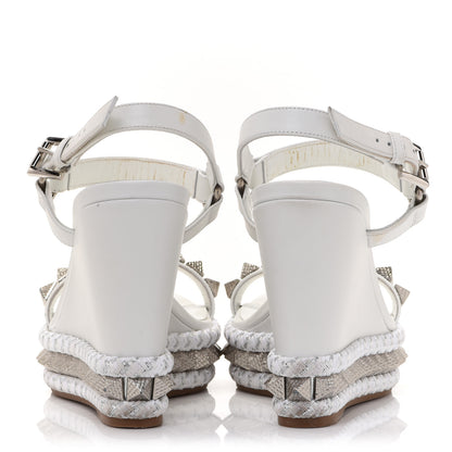 Christian Louboutin Nappa Pyraclou 110 Wedge Sandals 38 White 5 of 16