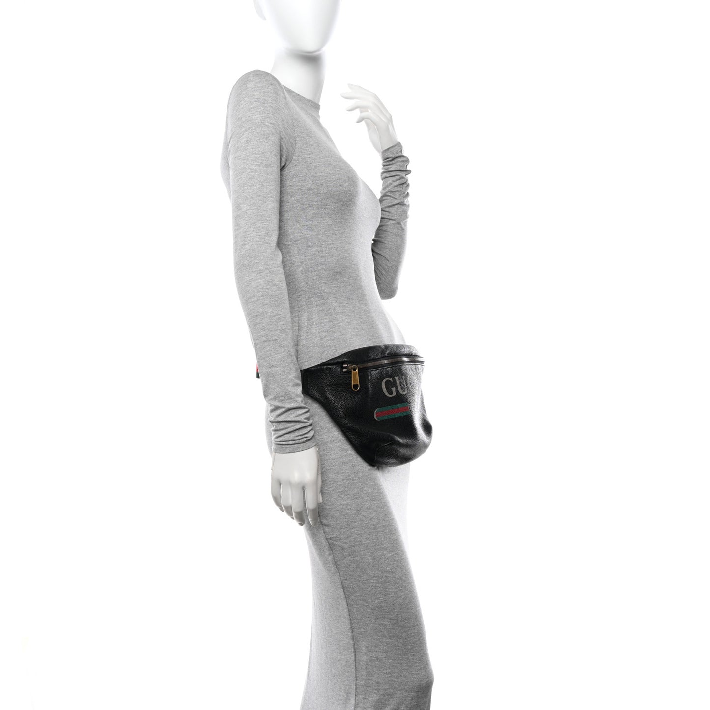 Grained Calfskin Logo Belt Bag Black