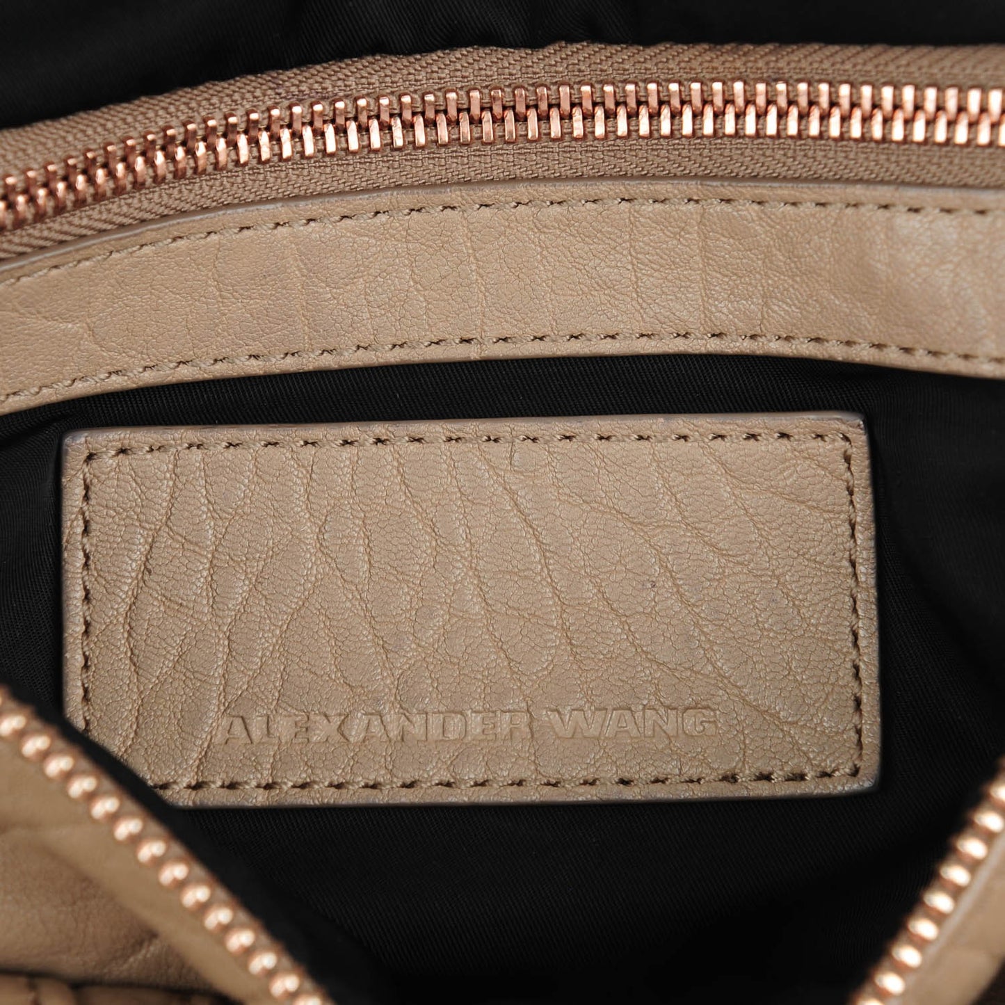 Pebbled Lambskin Rocco Latte Rose Gold Hardware