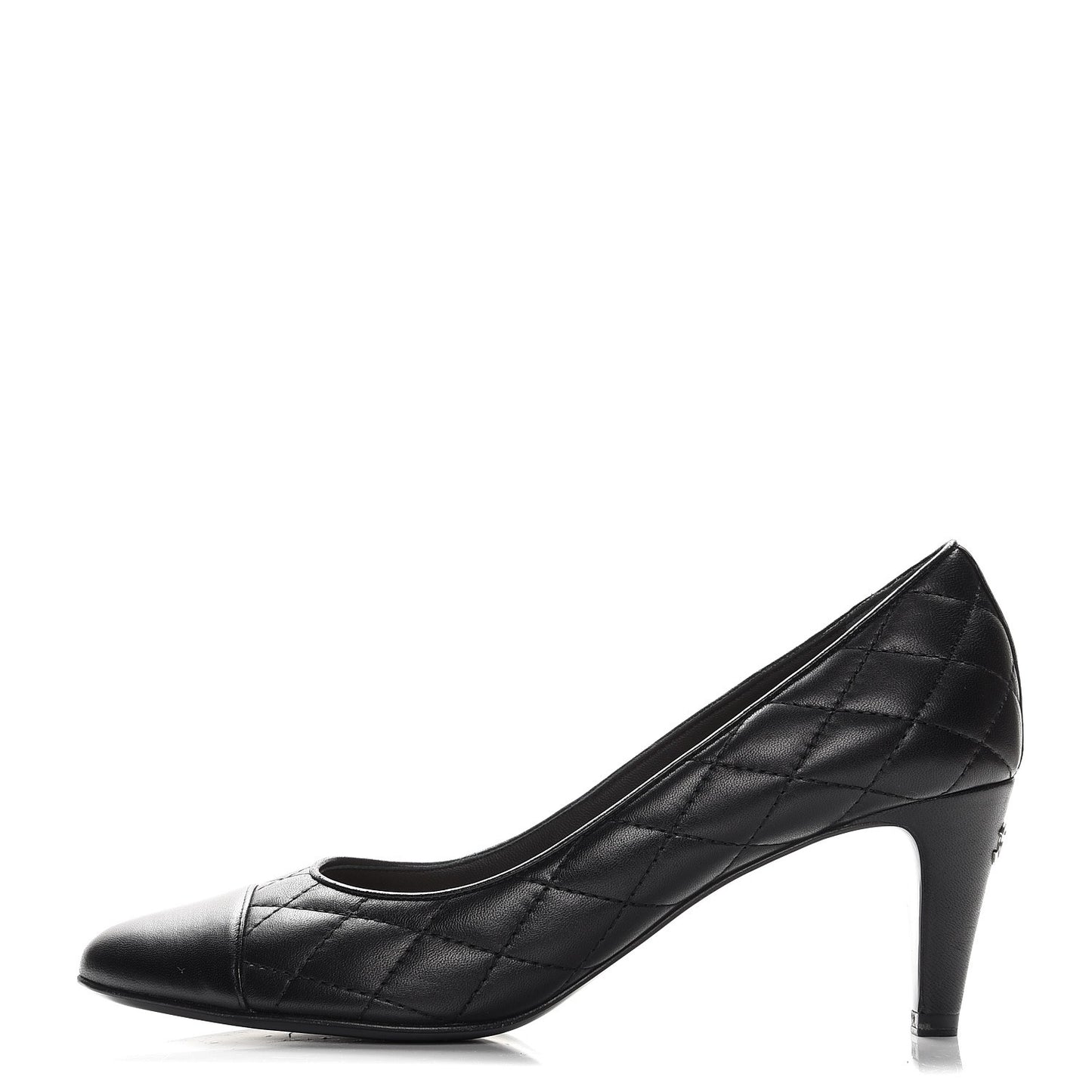 Lambskin Quilted Cap Toe Pumps 38.5 Black