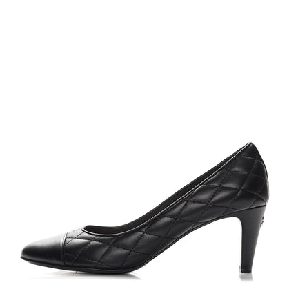 Chanel Lambskin Quilted Cap Toe Pumps 38.5 Black 1 of 9