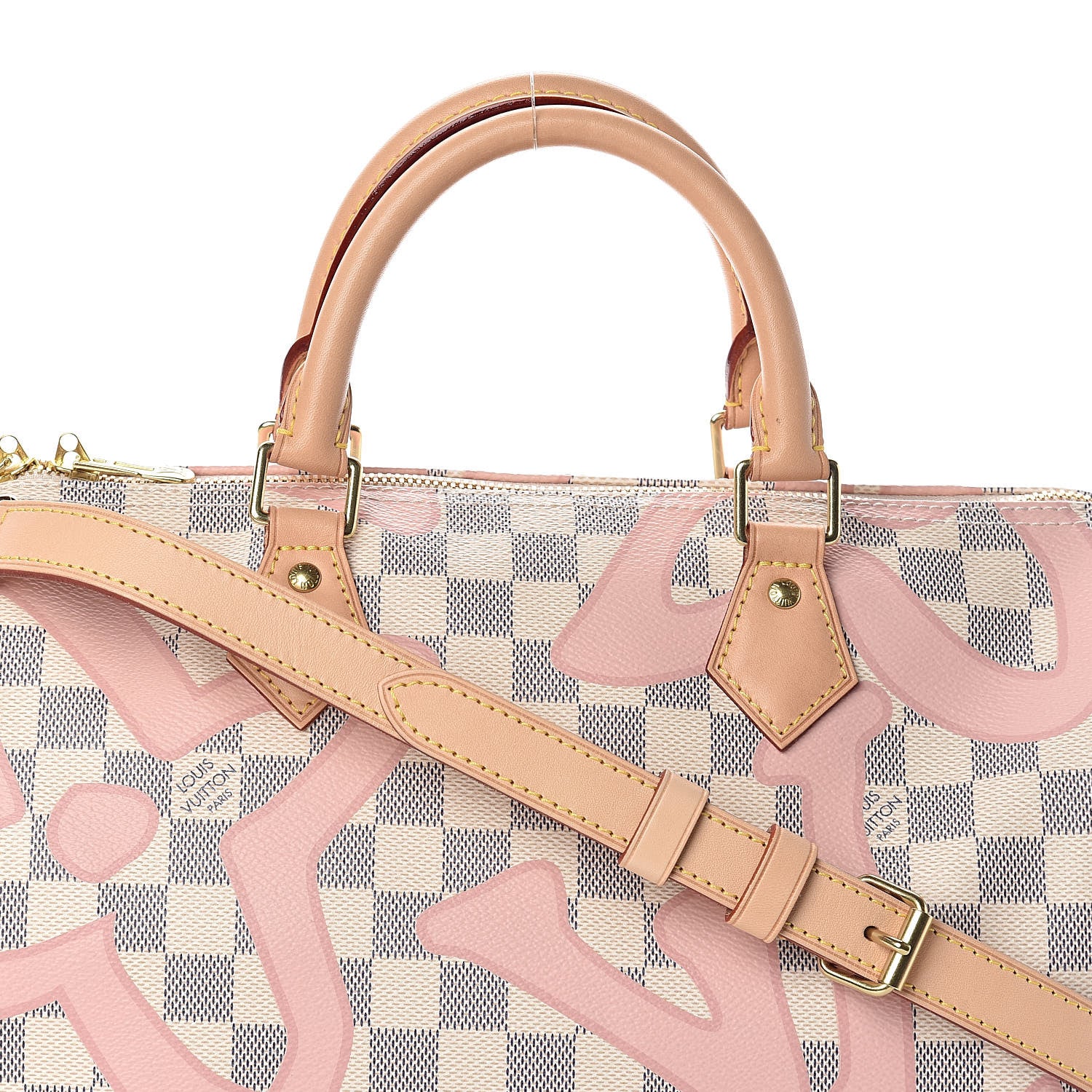 Louis Vuitton Damier Azur Tahitienne Speedy Bandouliere 30 Rose Ballerine 8 of 10