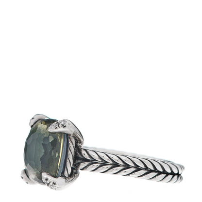 David Yurman Sterling Silver Diamond Green Orchid 11mm Chatelaine Ring 57 8 3 of 5