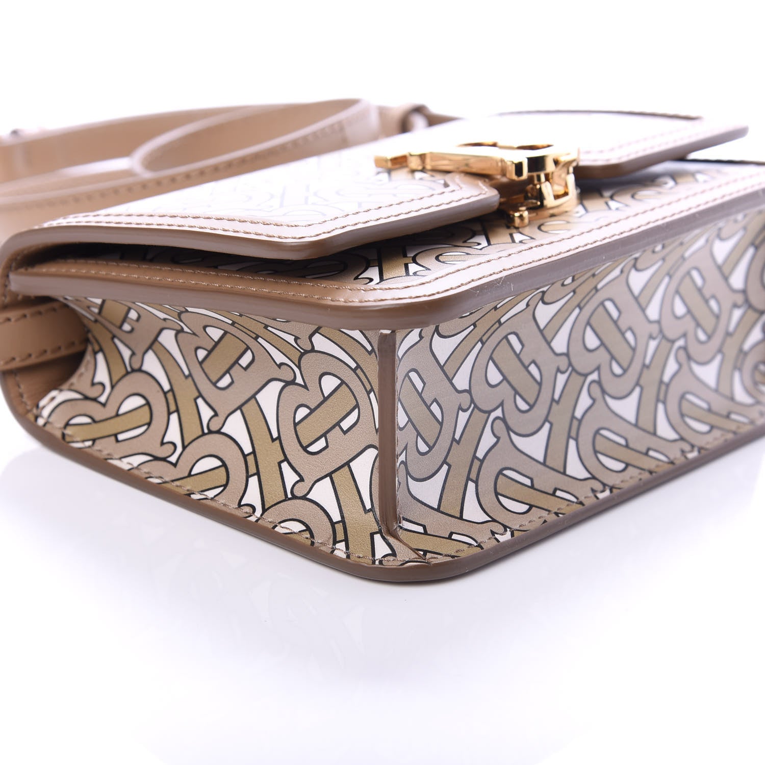 Burberry Calfskin Monogram Mini TB Bag Beige 7 of 9
