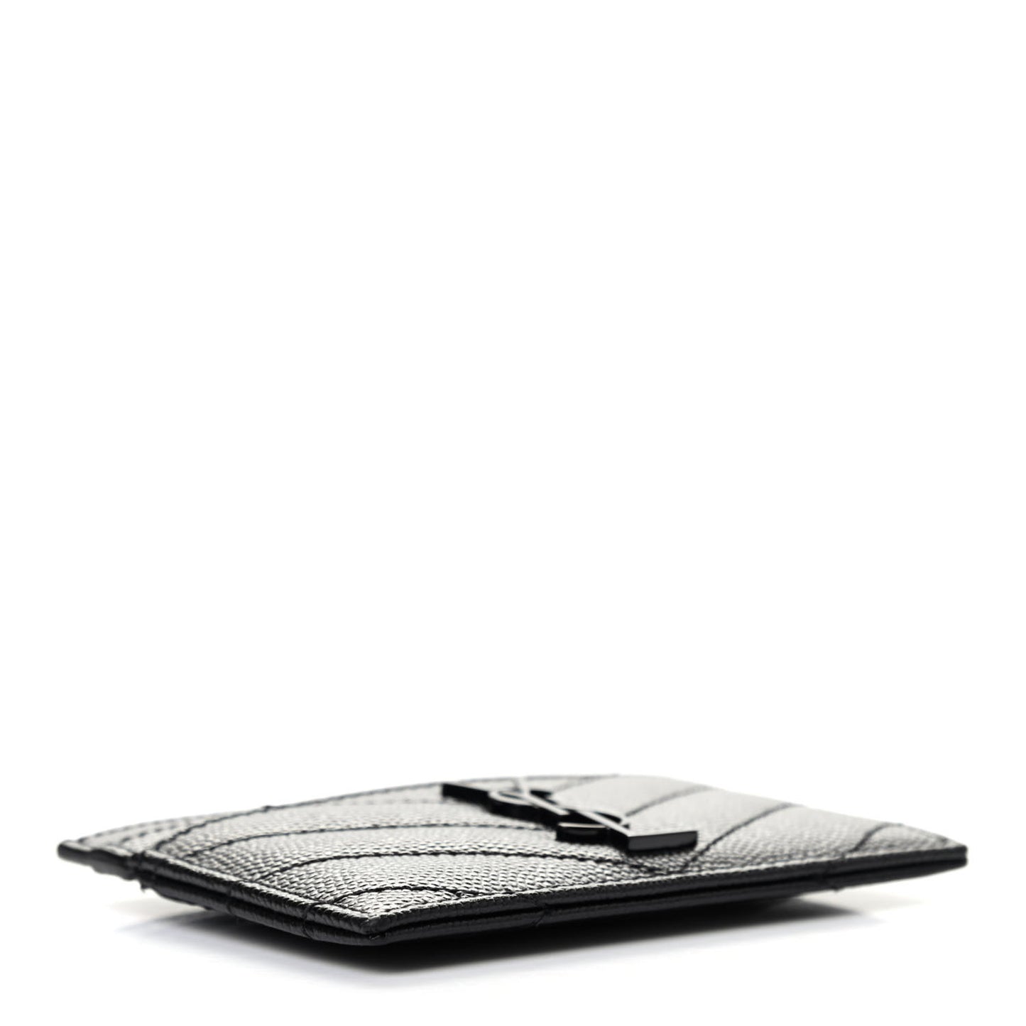 Grain De Poudre Matelasse Chevron Monogram Credit Card Case Black