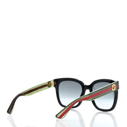 Gucci Acetate Square Frame Web Glitter Sunglasses GG0034S Black Green 4 of 8