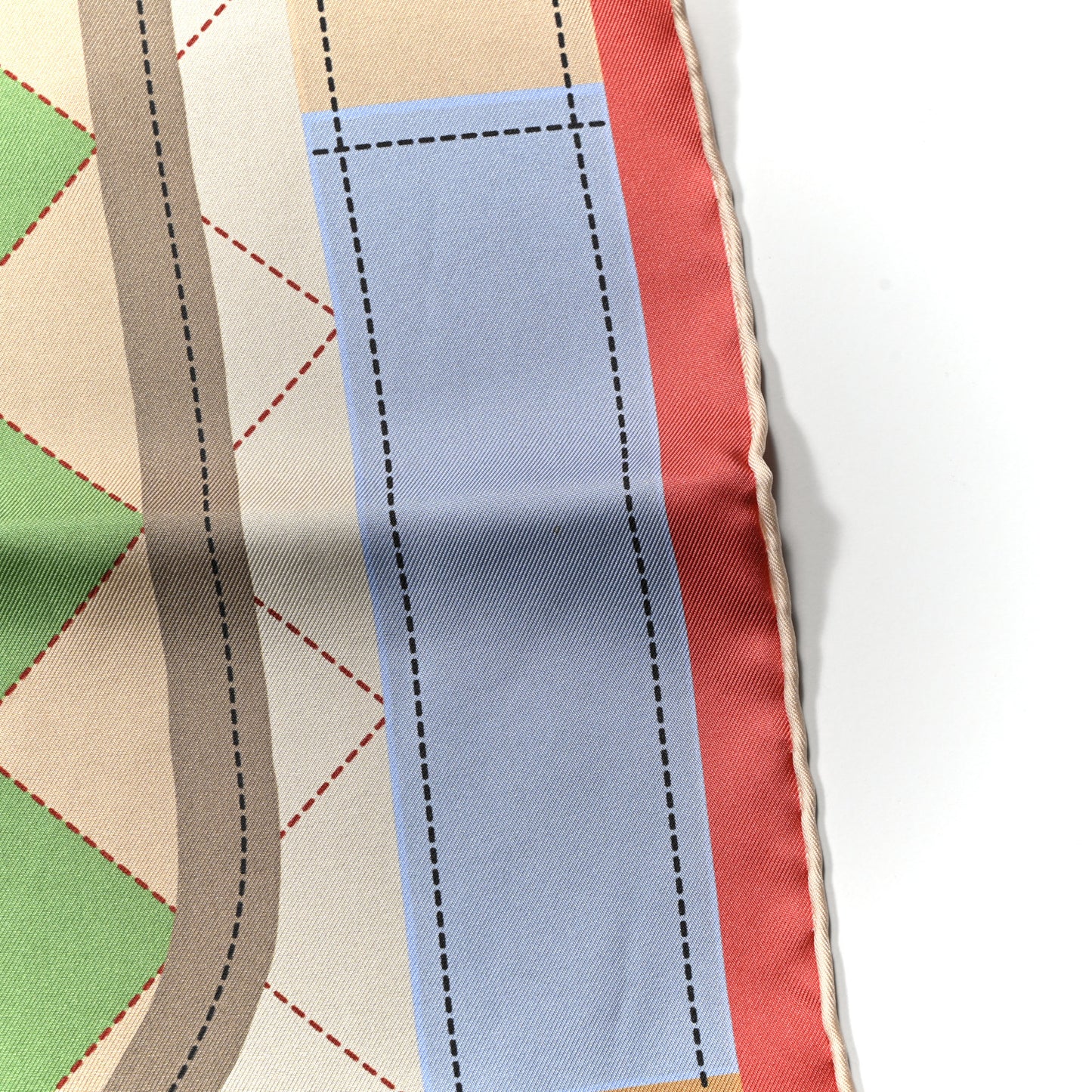 Silk Tapis de Selle Double Face Scarf 90 Bois de Rose Beige Multicolore