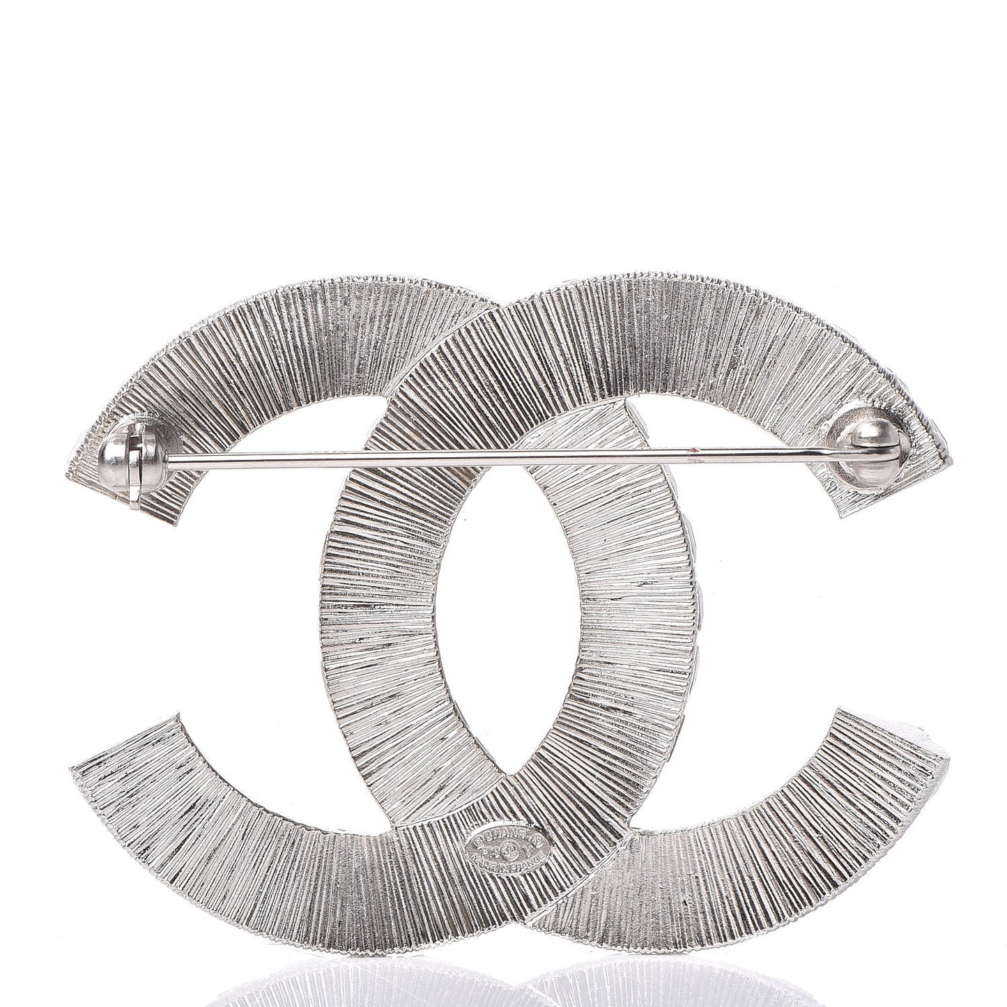 Baguette Crystal CC Brooch Silver