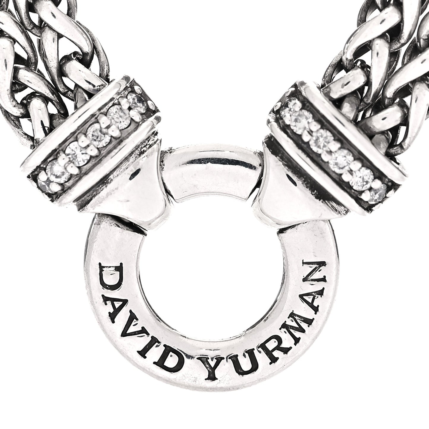 Sterling Silver Diamond 18mm Double Wheat Chain Necklace