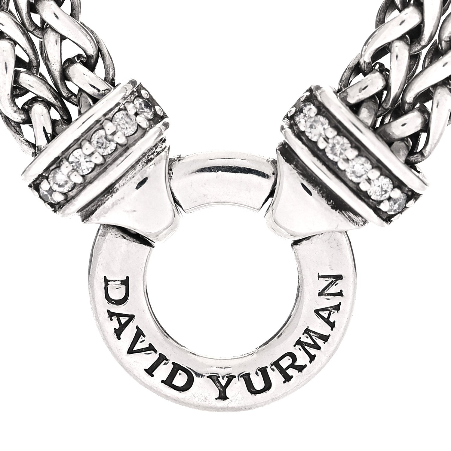 David Yurman Sterling Silver Diamond 18mm Double Wheat Chain Necklace 4 of 6