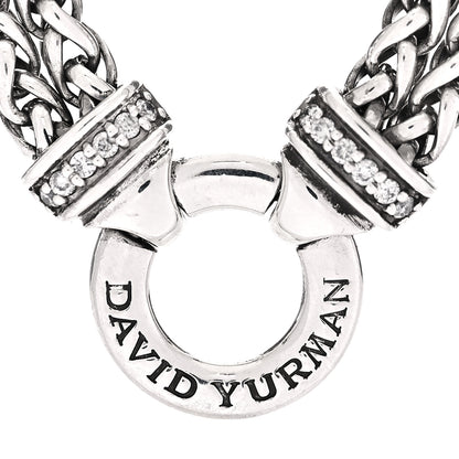 David Yurman Sterling Silver Diamond 18mm Double Wheat Chain Necklace 4 of 6