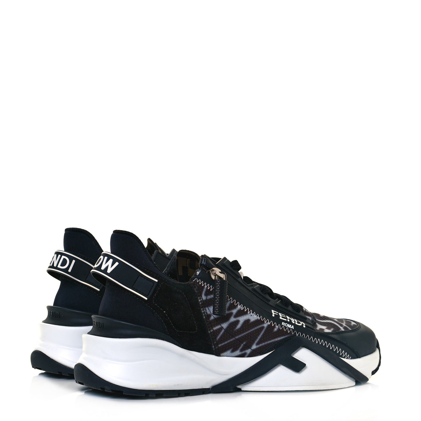 X SARAH COLEMAN Nylon Lycra FF Vertigo Fendi Flow Low Top Sneakers 40 Black