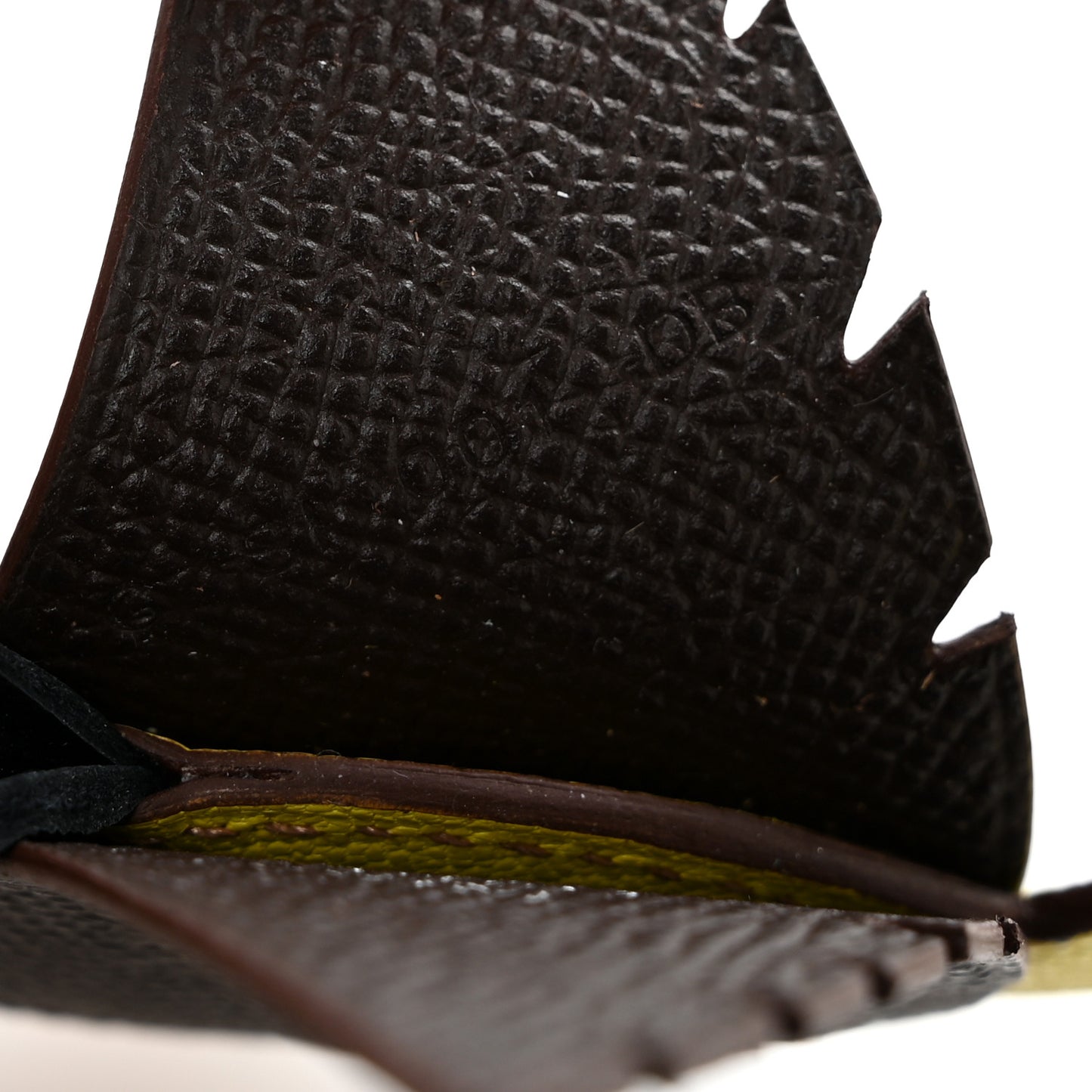 Epsom Swift Chevre Mysore Birdy Bag Charm Jaune Ambre Black Biscuit