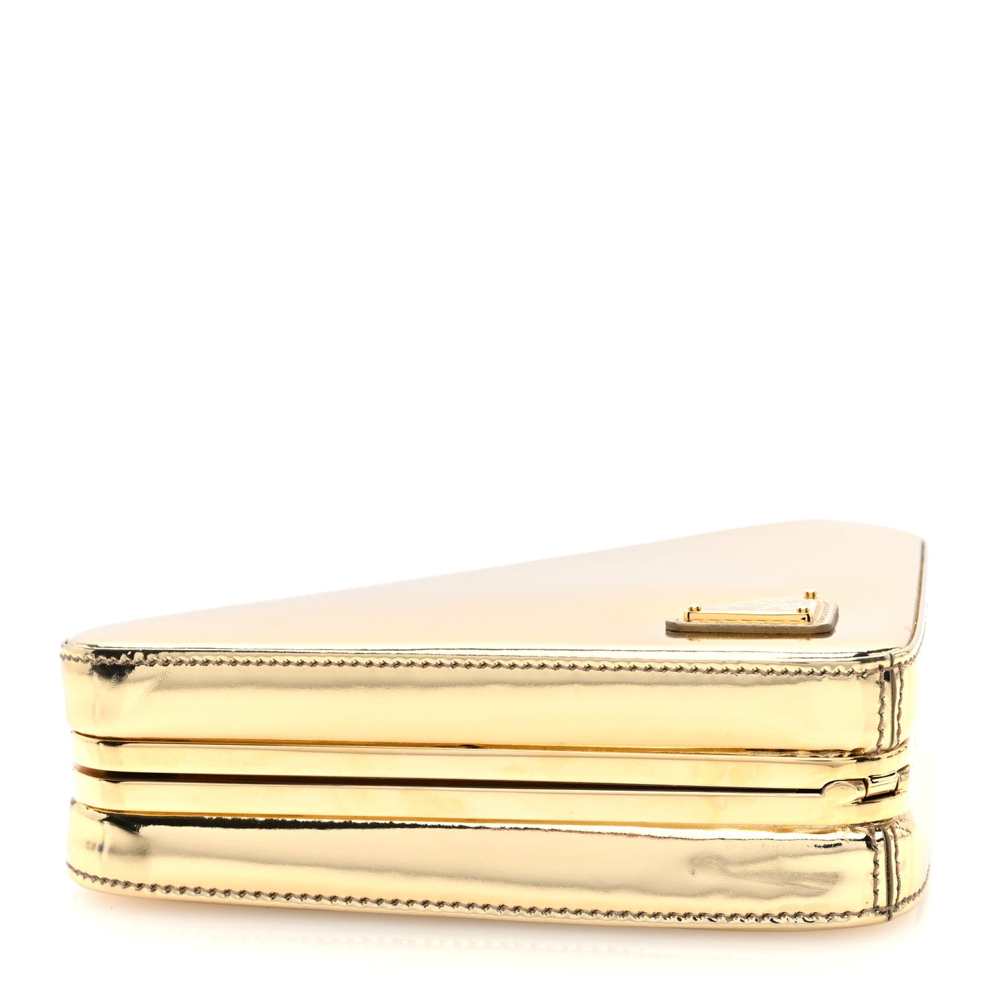 Metallic Patent Triangle Crossbody Clutch Platino