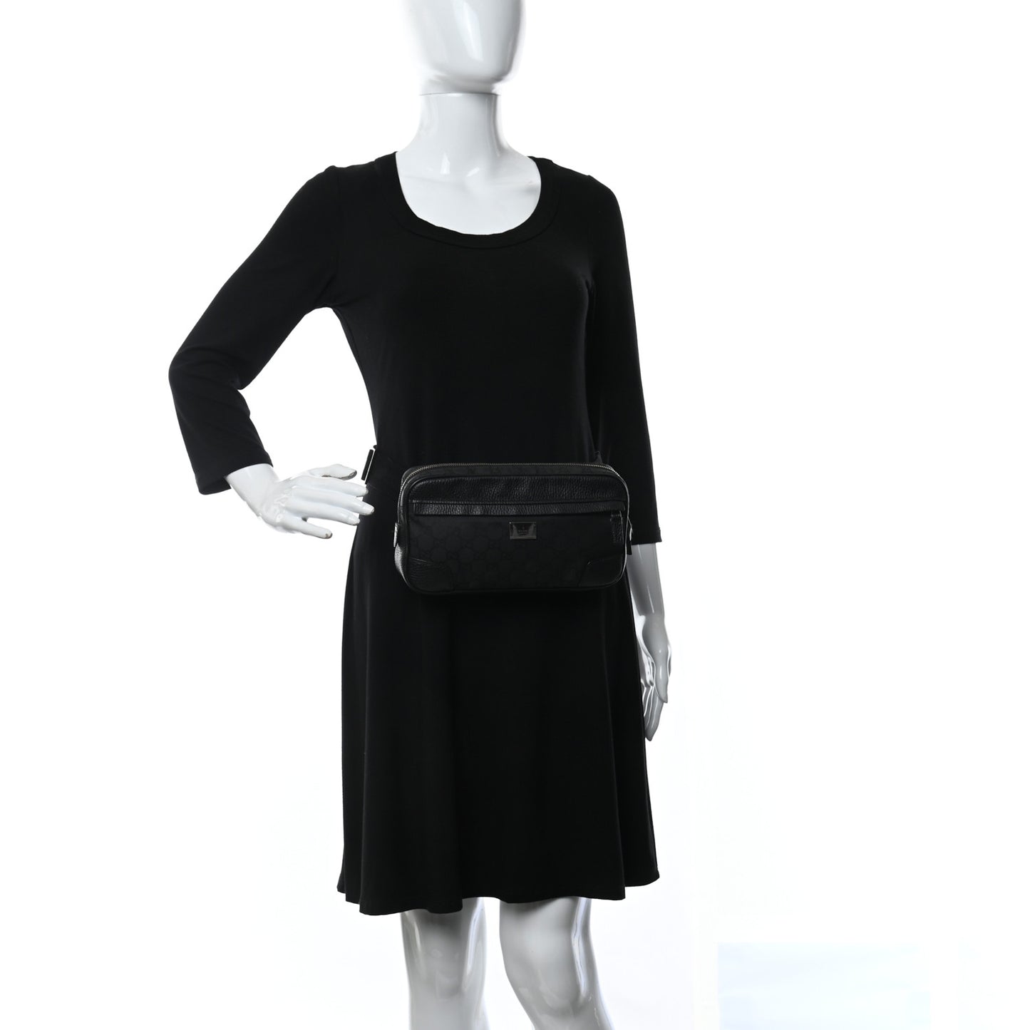 Pebbled Calfskin Nylon Monogram Belt Bag Black