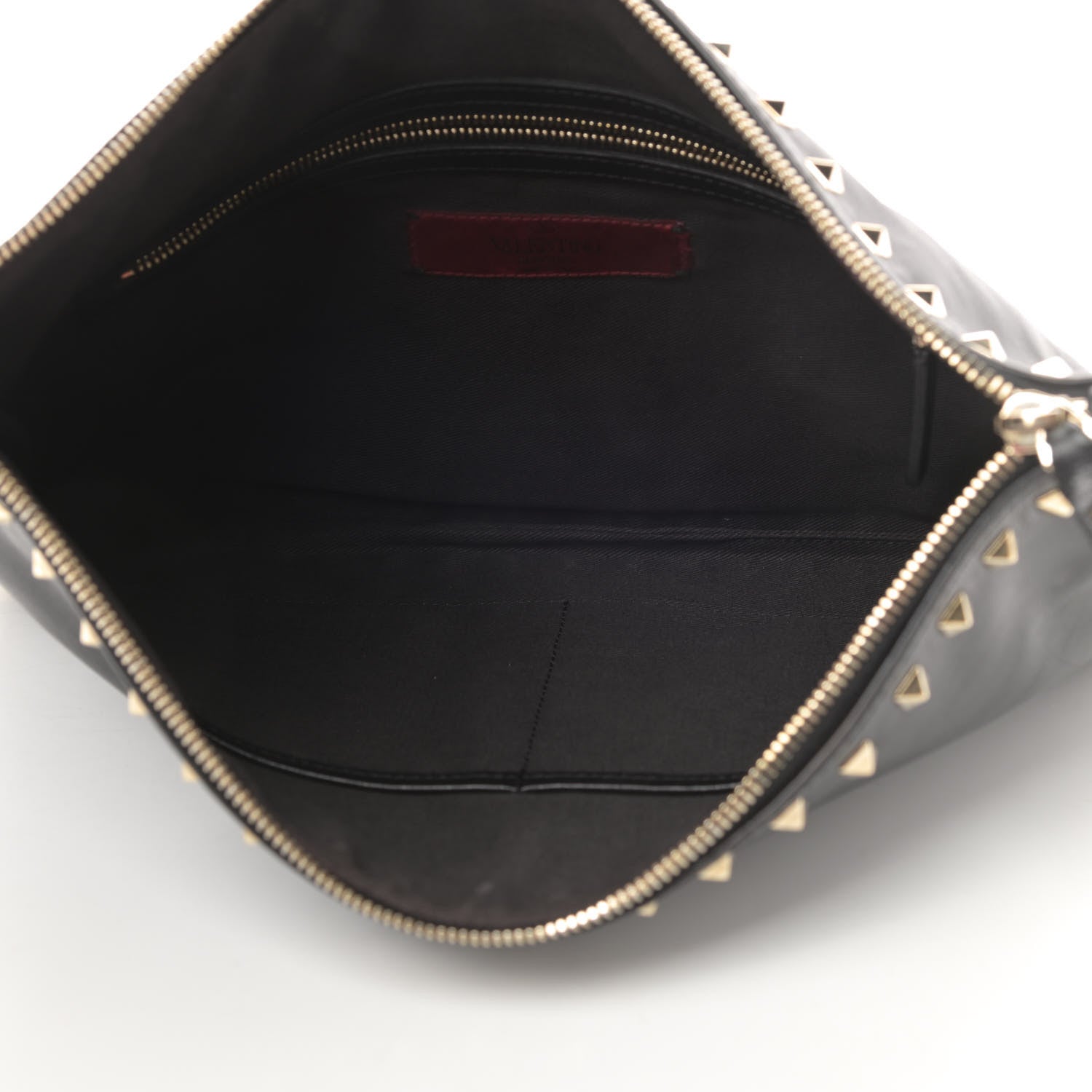 Valentino Garavani Vitello Large Rockstud Zip Wristlet Pouch Black 5 of 11