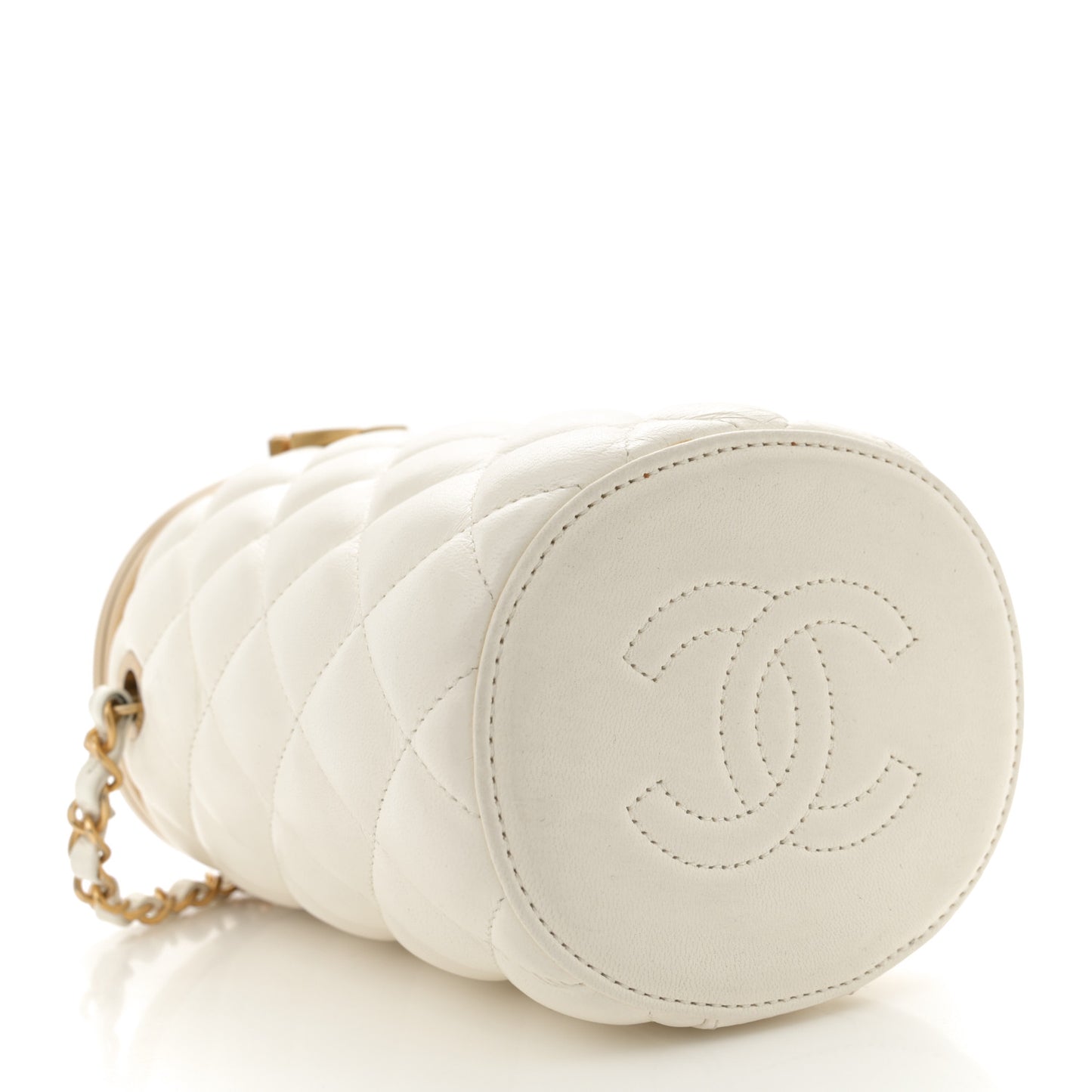Lambskin Quilted Crown Box Bag White