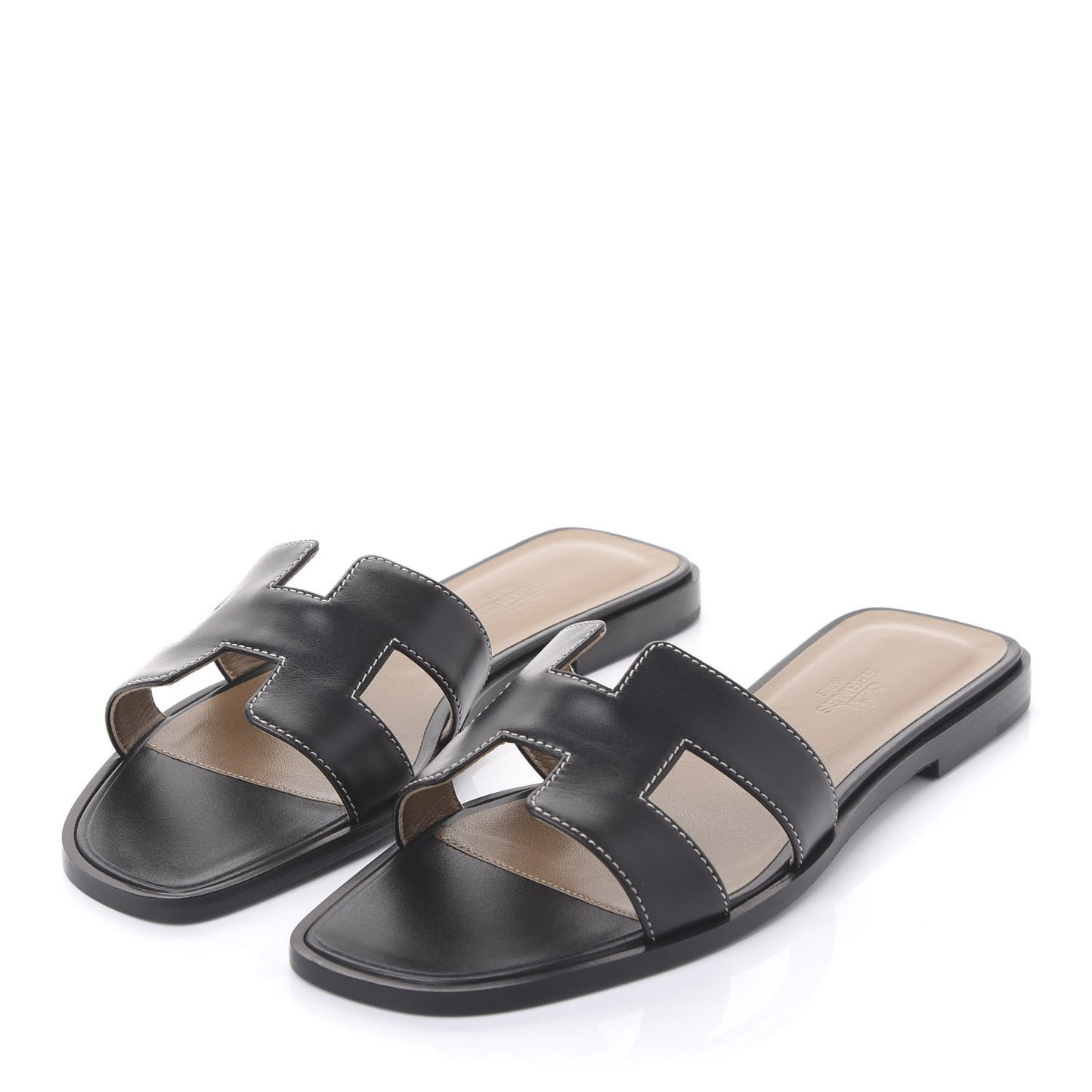 Box Calfskin Oran Sandals 38 Black