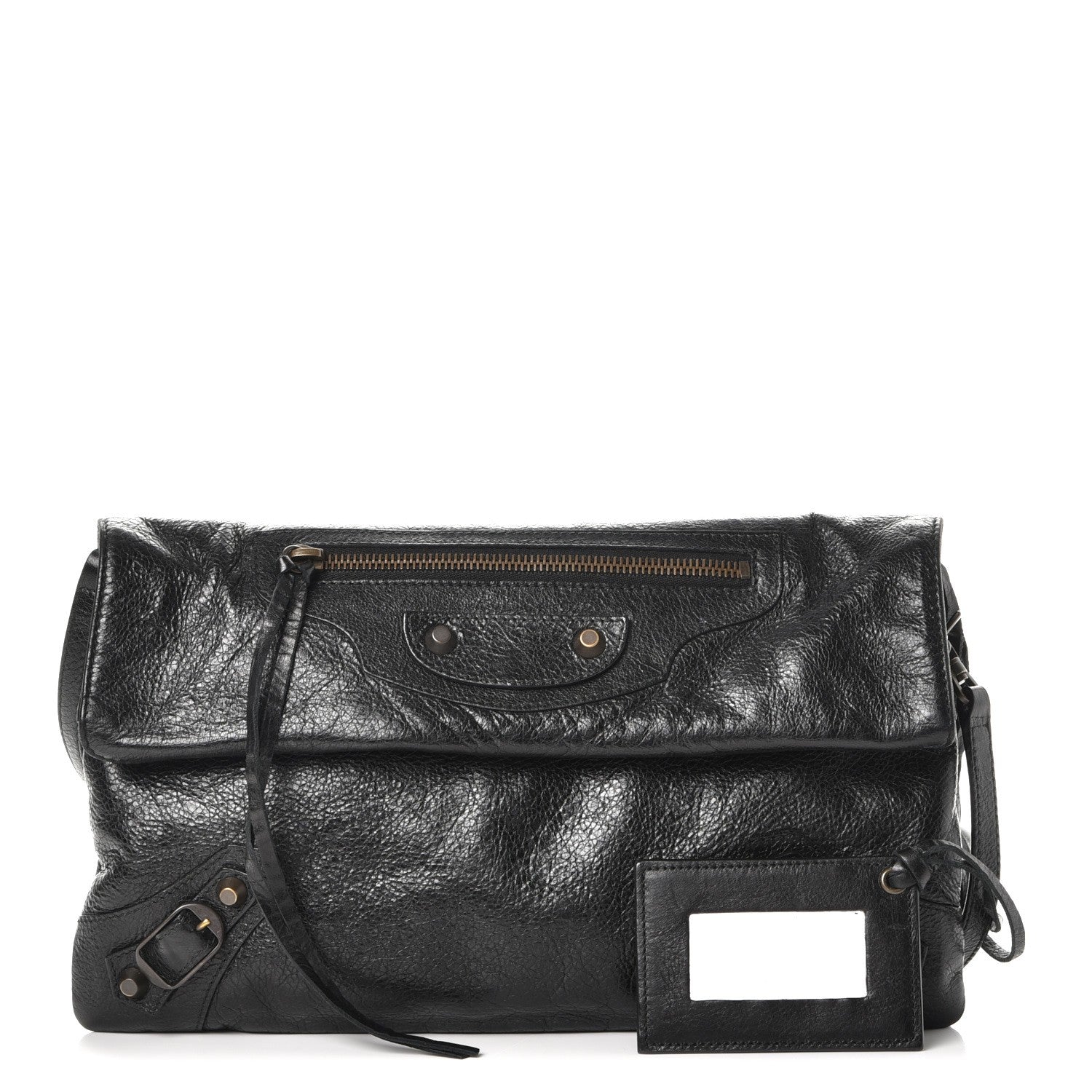 Balenciaga Agneau Classic Hardware Envelope Strap Clutch Black 1 of 8