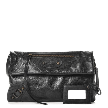 Balenciaga Agneau Classic Hardware Envelope Strap Clutch Black 1 of 8