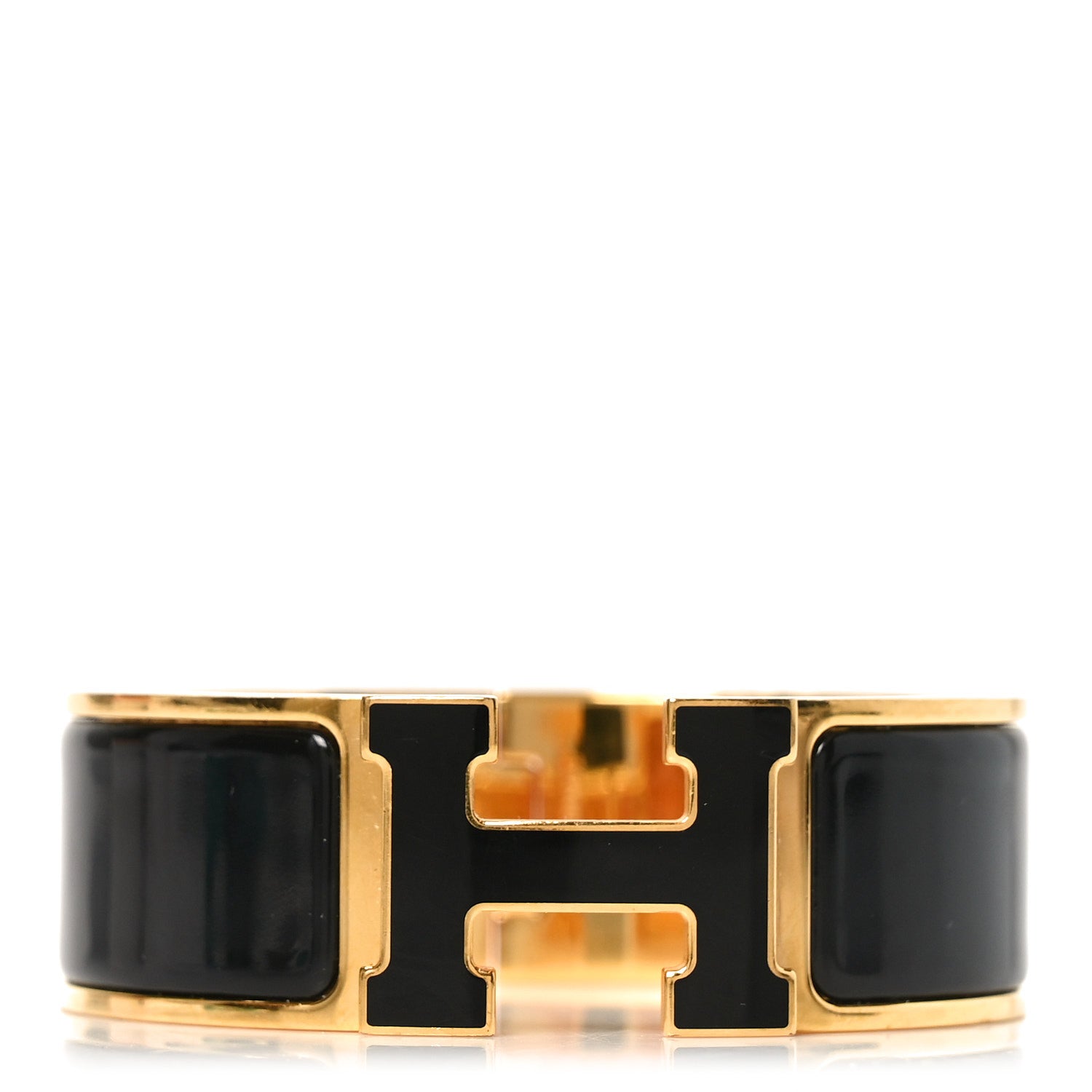 Hermes Enamel Wide Clic Clac H Bracelet Black 1 of 4