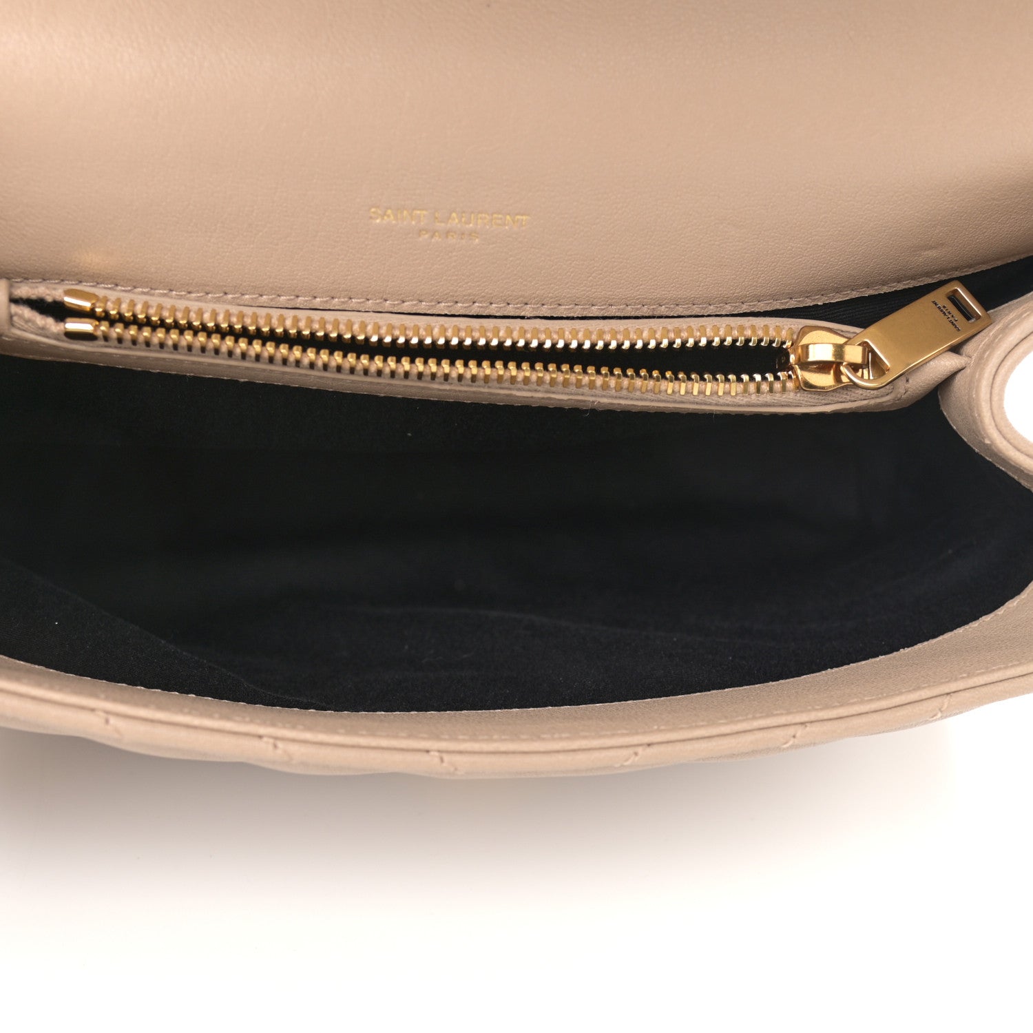 Saint Laurent Sheepskin Matelasse Chevron Monogram Medium College Bag Dark Beige 4 of 10