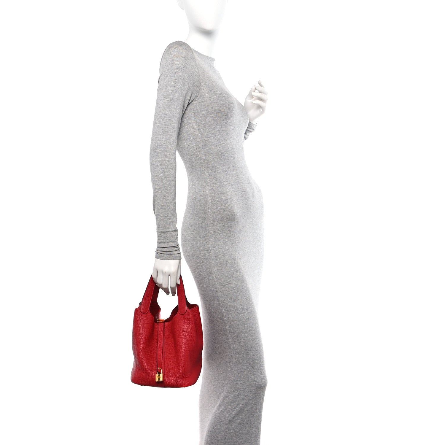 Hermes Taurillon Clemence Picotin Lock 22 MM Rouge Casaque 2 of 12