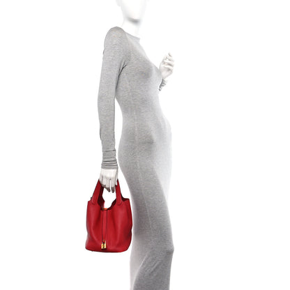 Hermes Taurillon Clemence Picotin Lock 22 MM Rouge Casaque 2 of 12
