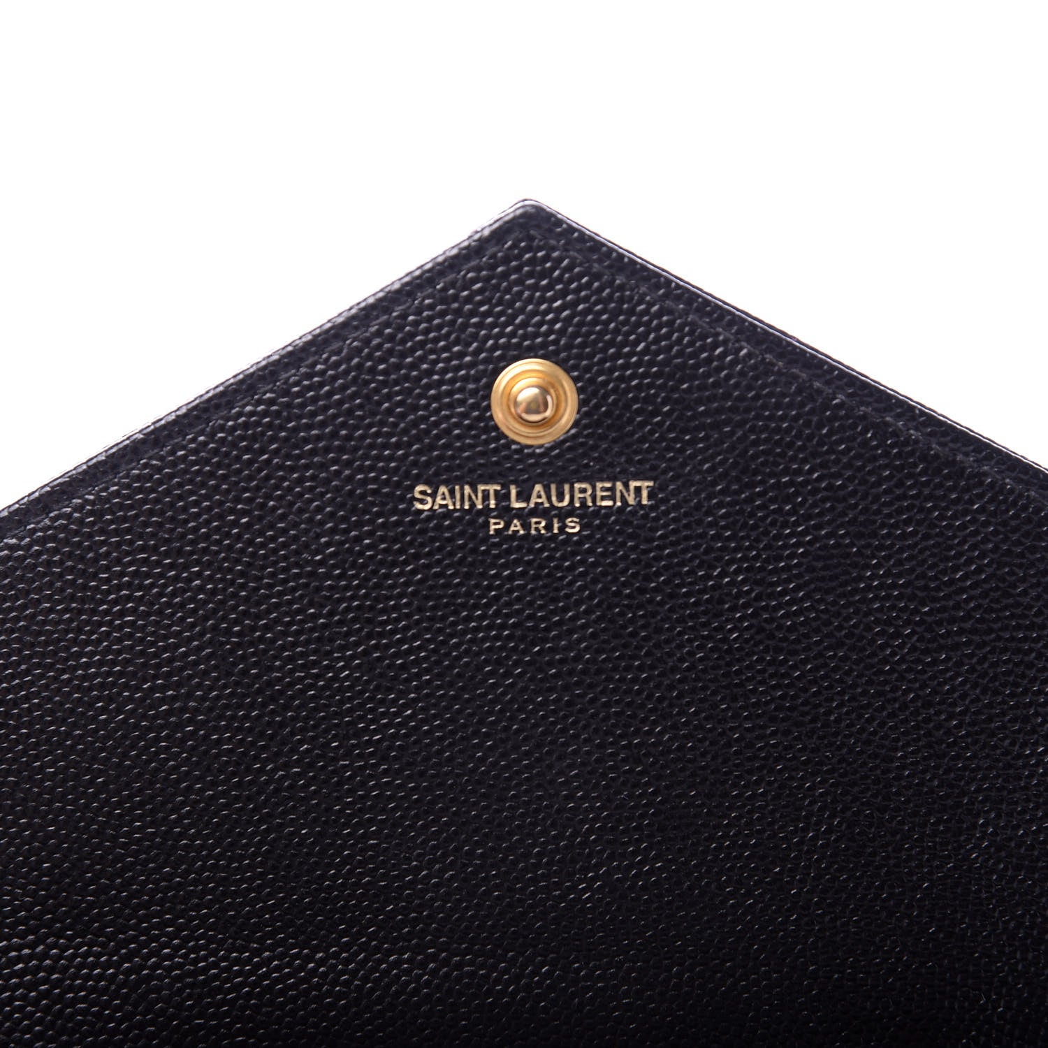Saint Laurent Grain De Poudre Matelasse Chevron Monogram Chain Wallet Black 8 of 10