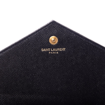 Saint Laurent Grain De Poudre Matelasse Chevron Monogram Chain Wallet Black 8 of 10