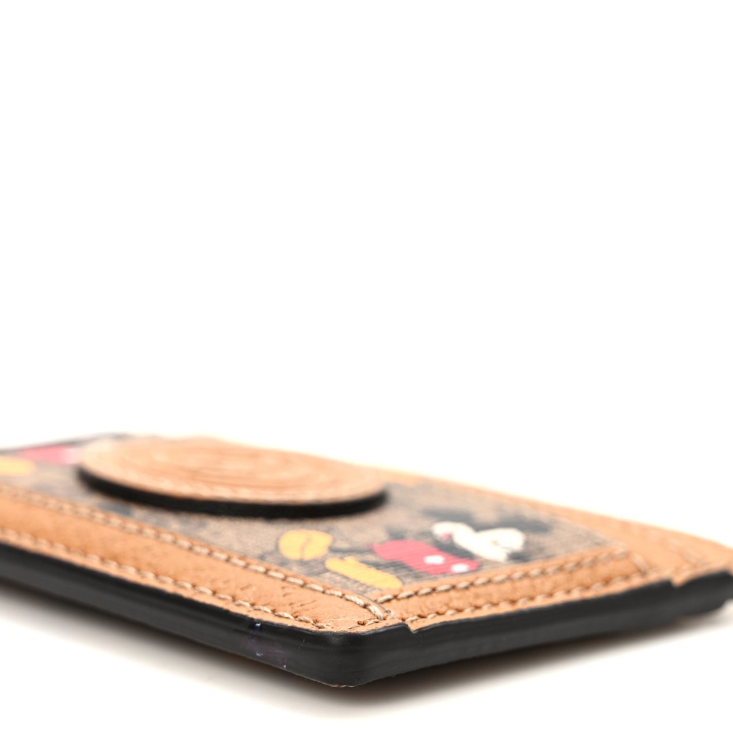 X DISNEY Mini Vintage GG Supreme Monogram Mickey Mouse Card Holder Beige Vintage Sun Oil