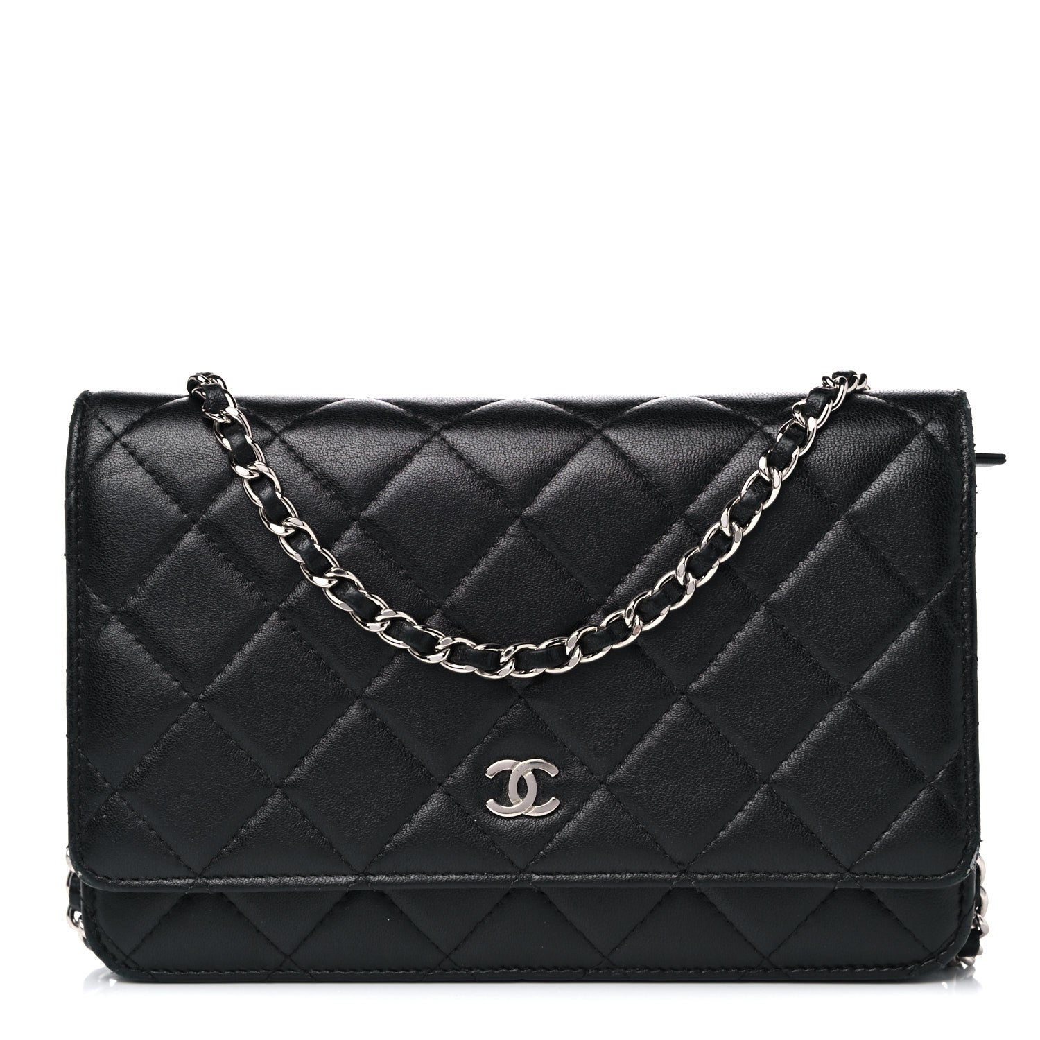 Chanel Lambskin Quilted Wallet On Chain WOC Black 1 of 18