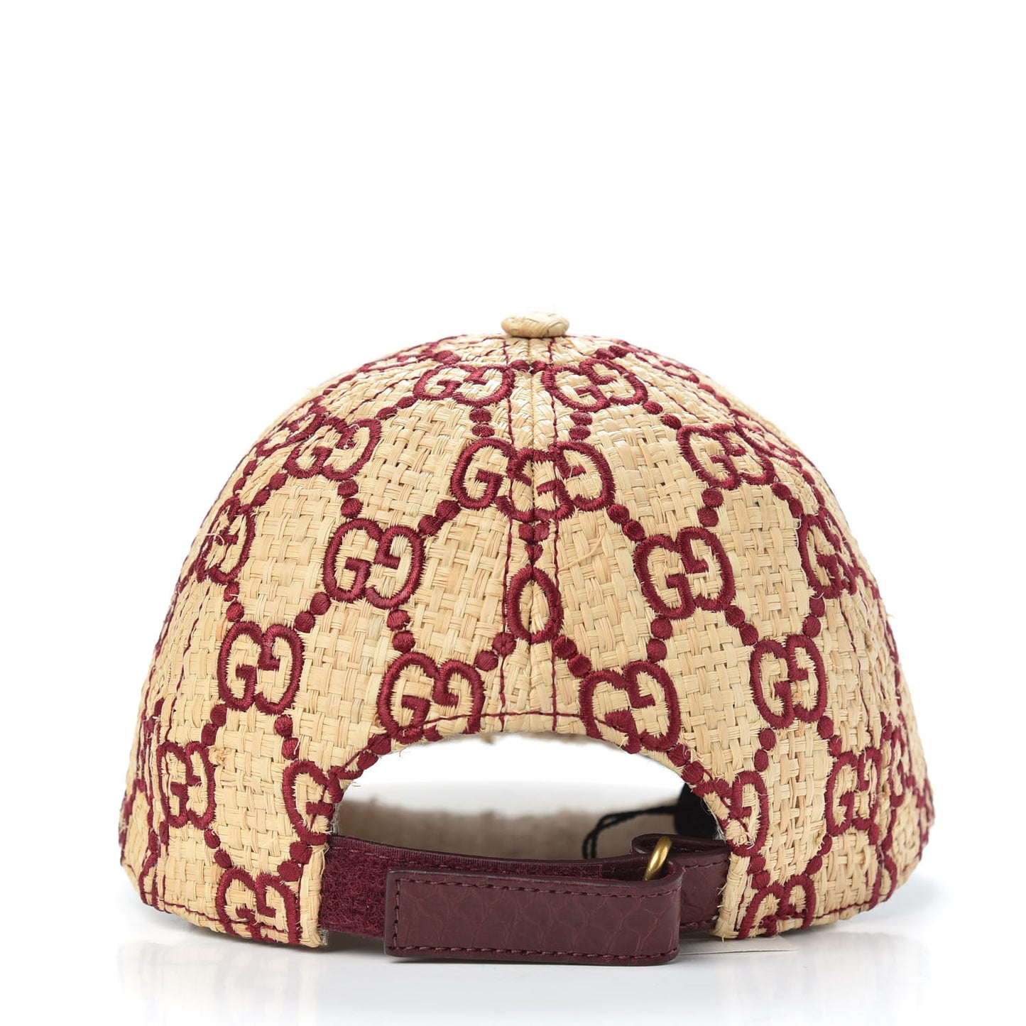 Raffia GG Monogram Elaphe Embroidered Aisha Baseball Hat M Ivory Bordeaux