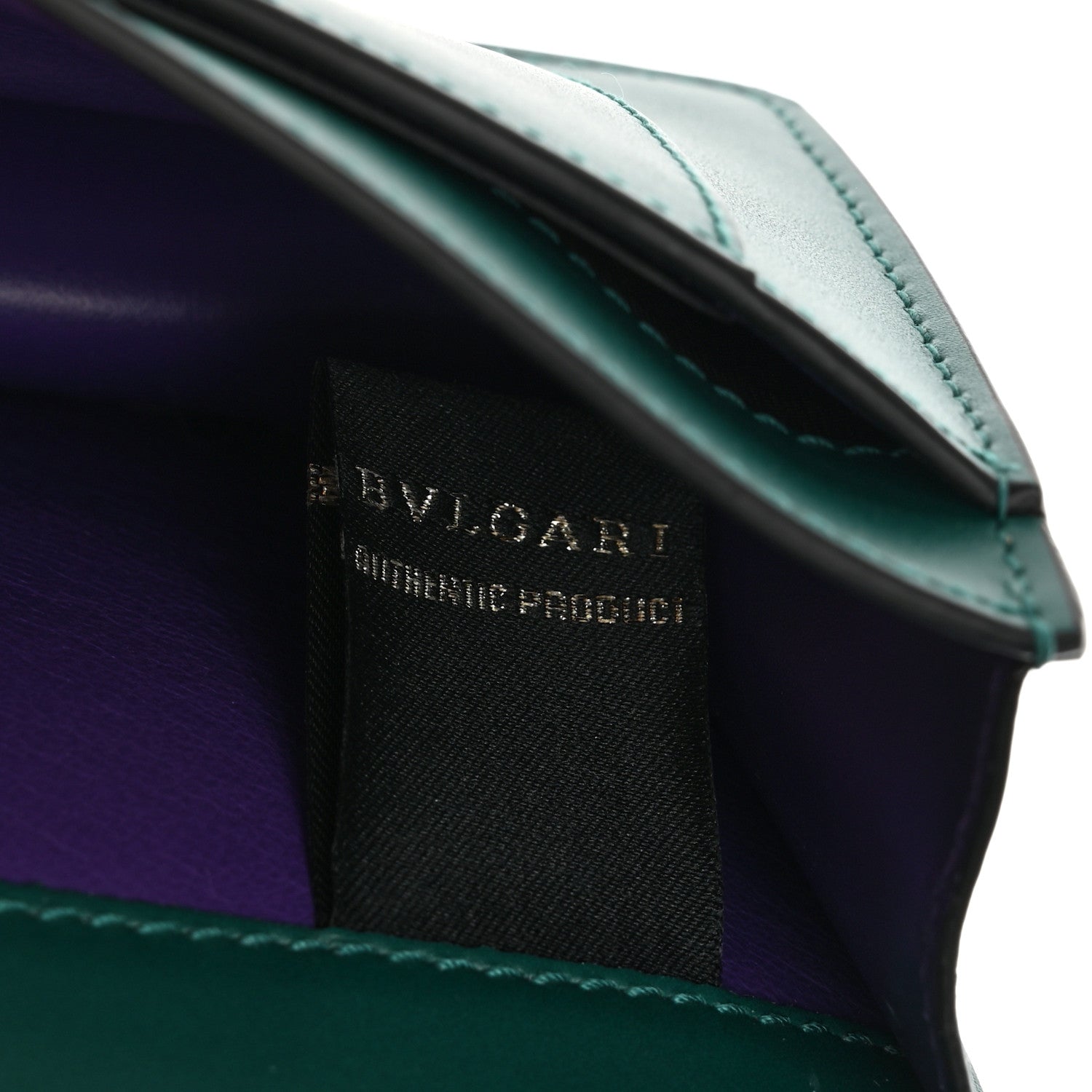 Bulgari Calfskin Serpenti Forever Purse Card Holder Emerald Violet Amethyst 9 of 17