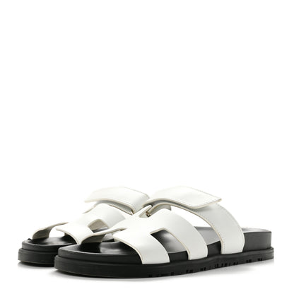 Hermes Calfskin Womens Chypre Sandals 38 White 4 of 13