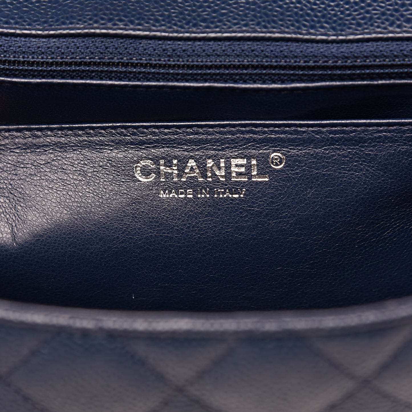 Caviar Quilted Jumbo Single Flap Dark Blue