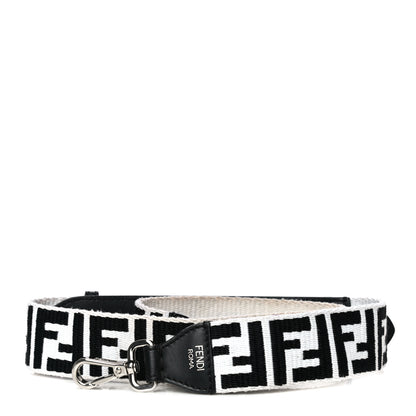 Fendi Canvas Calfskin FF 1974 Studded Strap You Black White 2 of 16