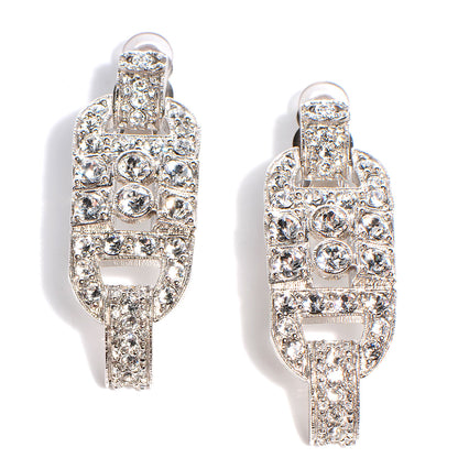 Chanel Crystal CC Clip On Earrings Silver 1 of 5