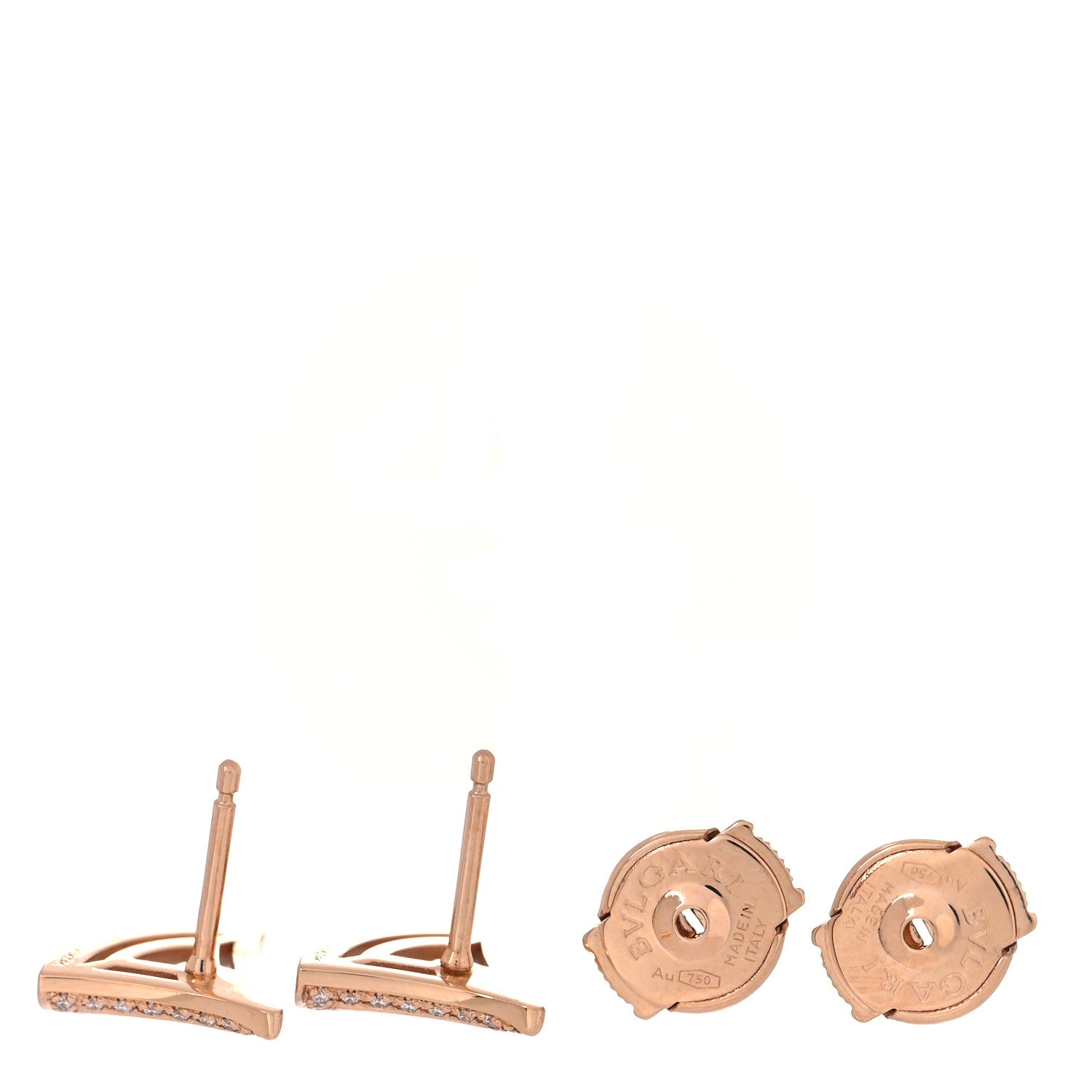 Bulgari 18K Rose Gold Diamond Mother of Pearl Divas' Dream Pave Stud Earrings 3 of 6