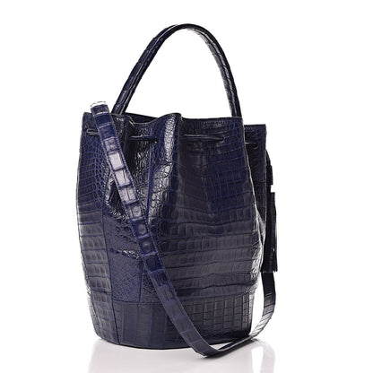 Nancy Gonzalez Crocodile Tassel Bucket Navy 3 of 10