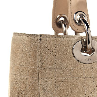 Christian Dior Suede Cannage Medium Lady Dior Beige 15 of 17