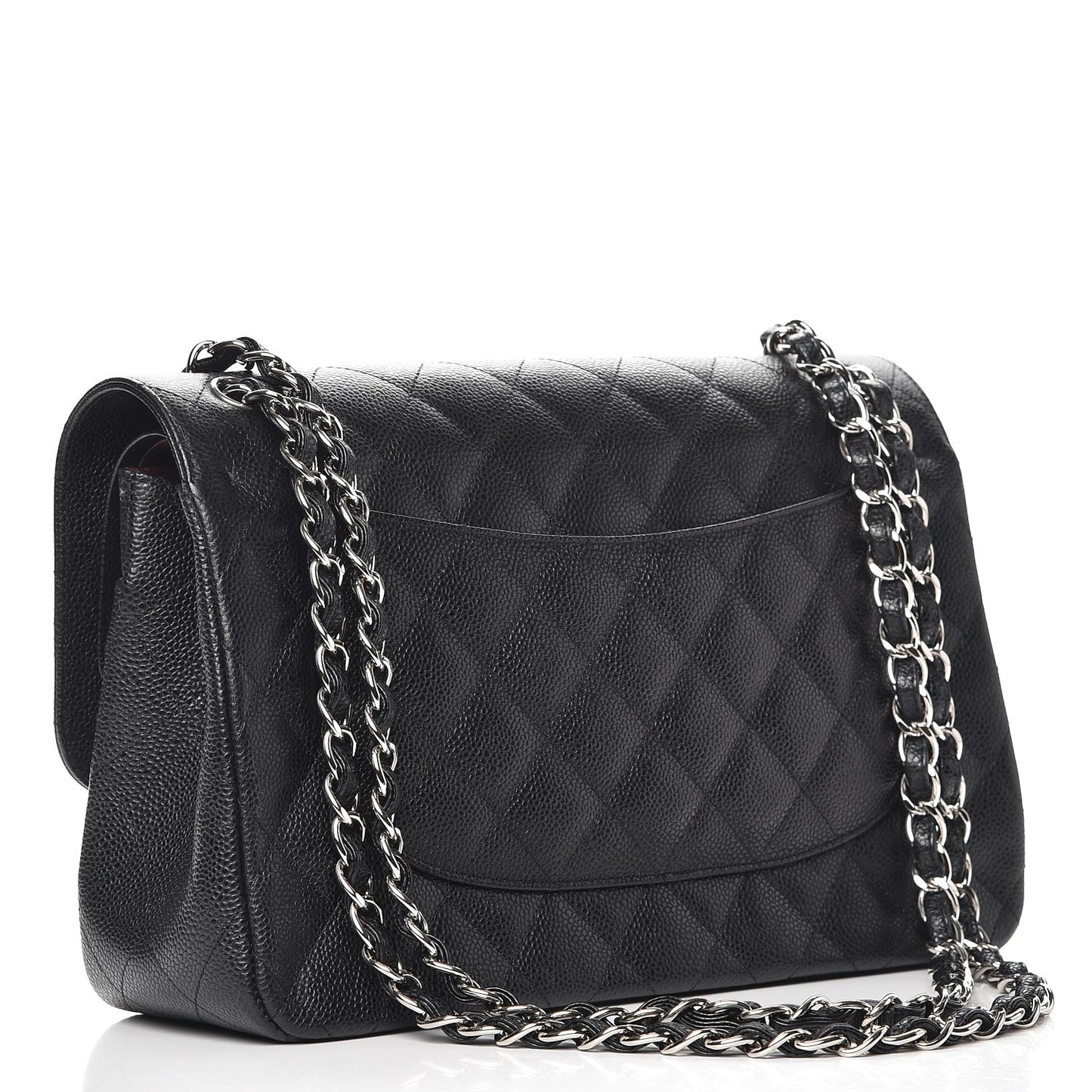Caviar Quilted Jumbo Double Flap Black