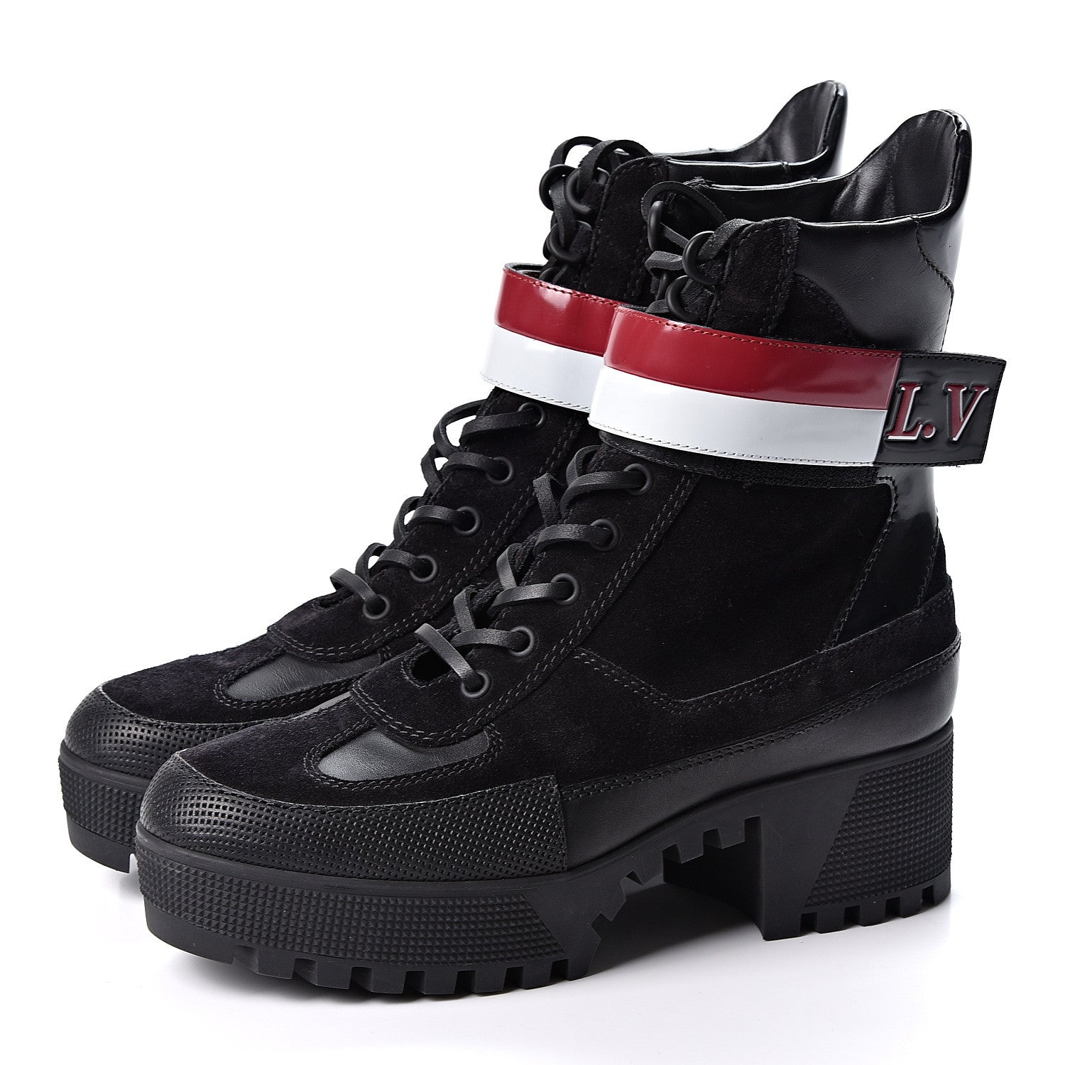Louis Vuitton Suede Calfskin Laureate Platform Desert Boots 38 Black 3 of 9