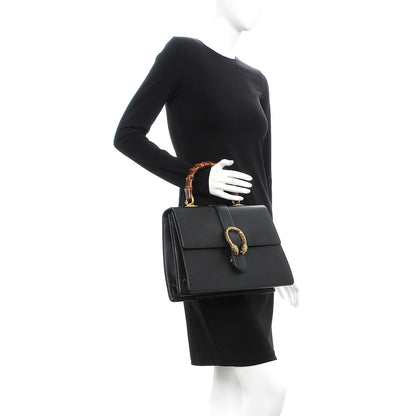Gucci Moon Calfskin Web Large Dionysus Bamboo Top Handle Bag Black 4 of 14