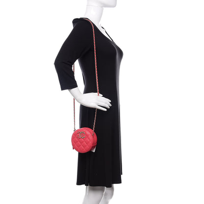 Chanel Caviar Quilted French New Wave Round Clutch With Chain Pink 2 of 11