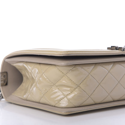 Chanel Patent Chevron Quilted New Medium Boy Flap Light Beige 6 of 13