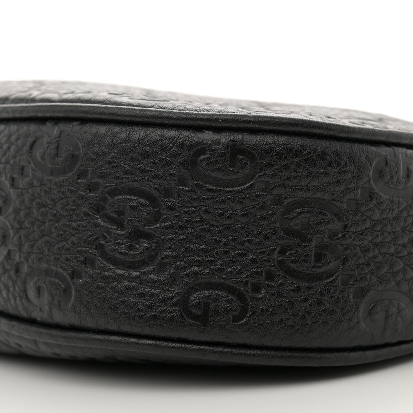 GG Grainy Calfskin Emblem Small Half Moon Shoulder Bag Black