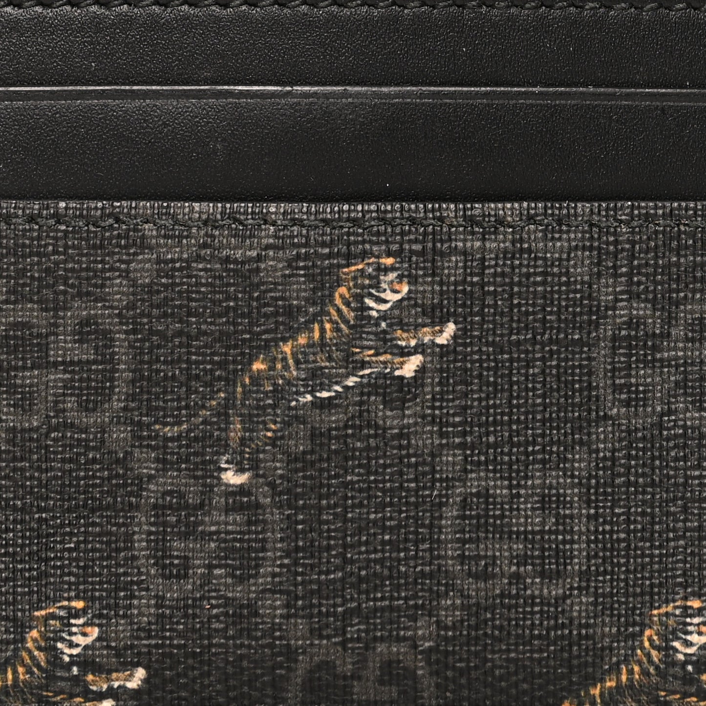 GG Supreme Monogram Tiger Print Card Holder Black
