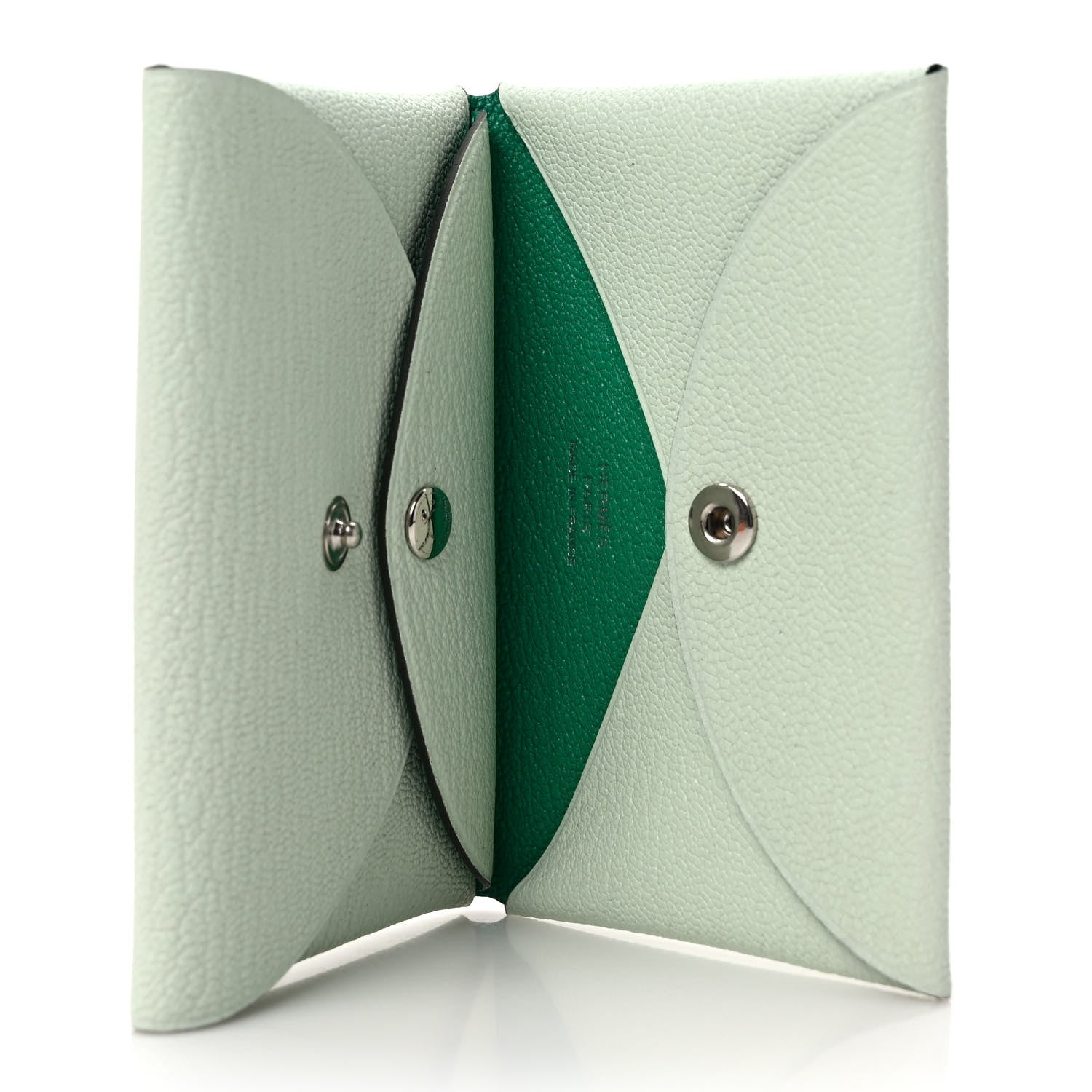 Hermes Chevre Mysore Verso Calvi Duo Card Case Vert Fizz Menthe 5 of 7