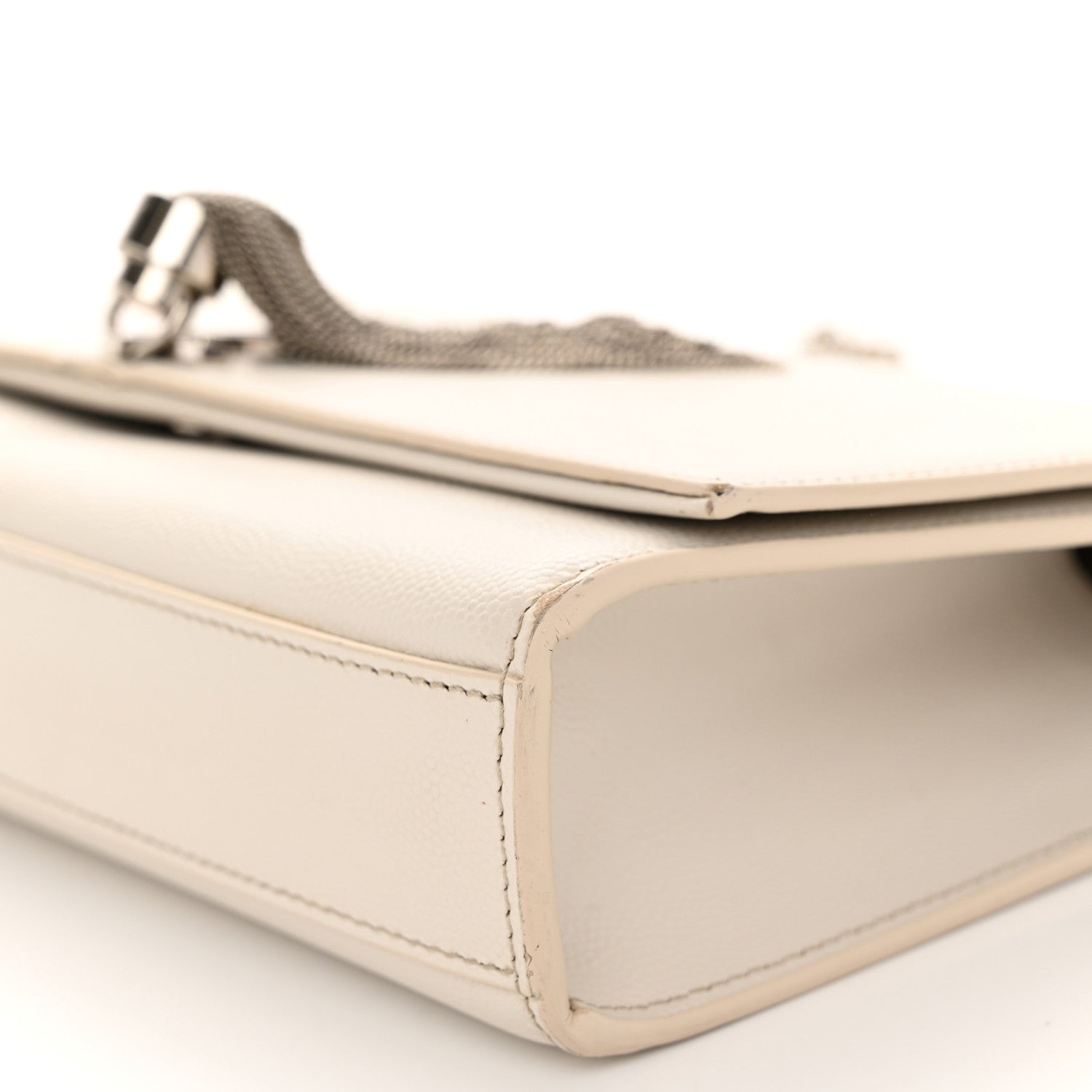 Saint Laurent Grain De Poudre Calfskin Medium Classic Monogram Kate Tassel Satchel Crema Soft 9 of 11